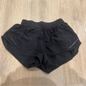 White and black Lululemon hotty hot shorts